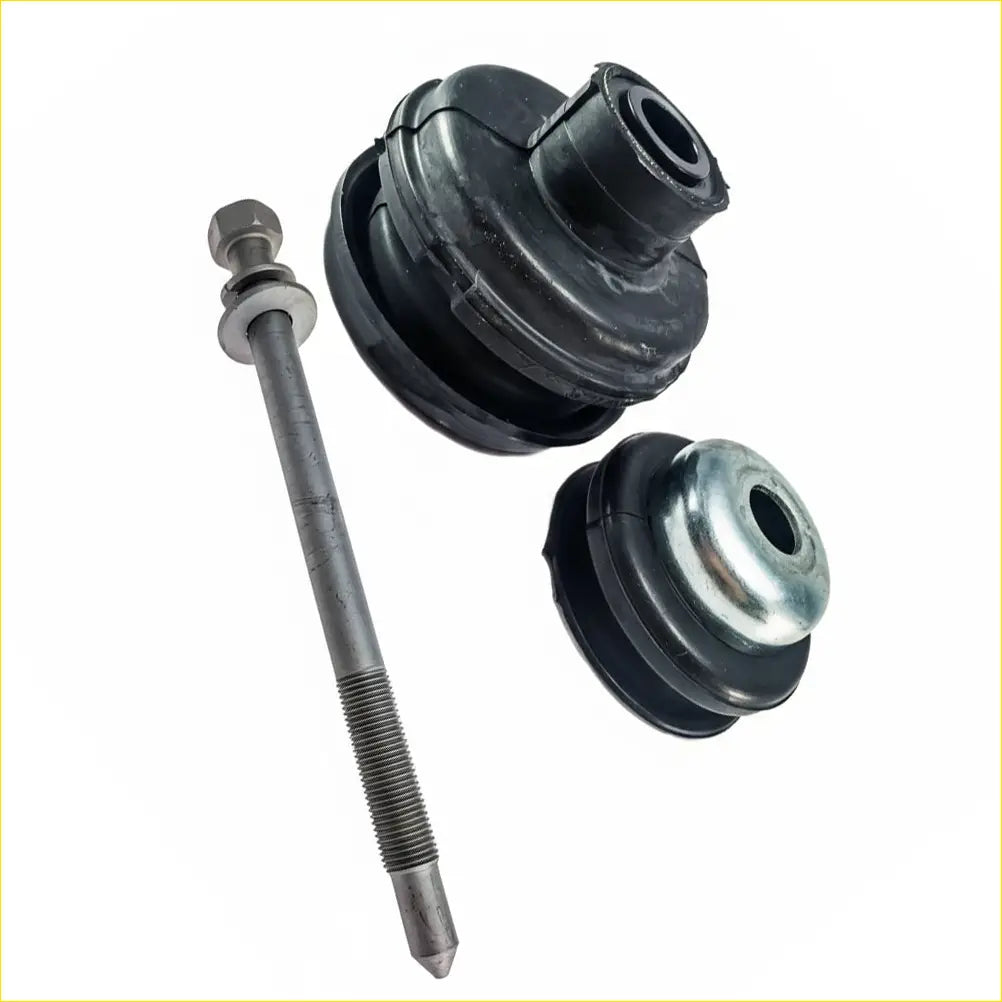 Black rubber bushings with metallic threaded rod and nut for 1 row front body chassis mount on nissan patrol y61 gu