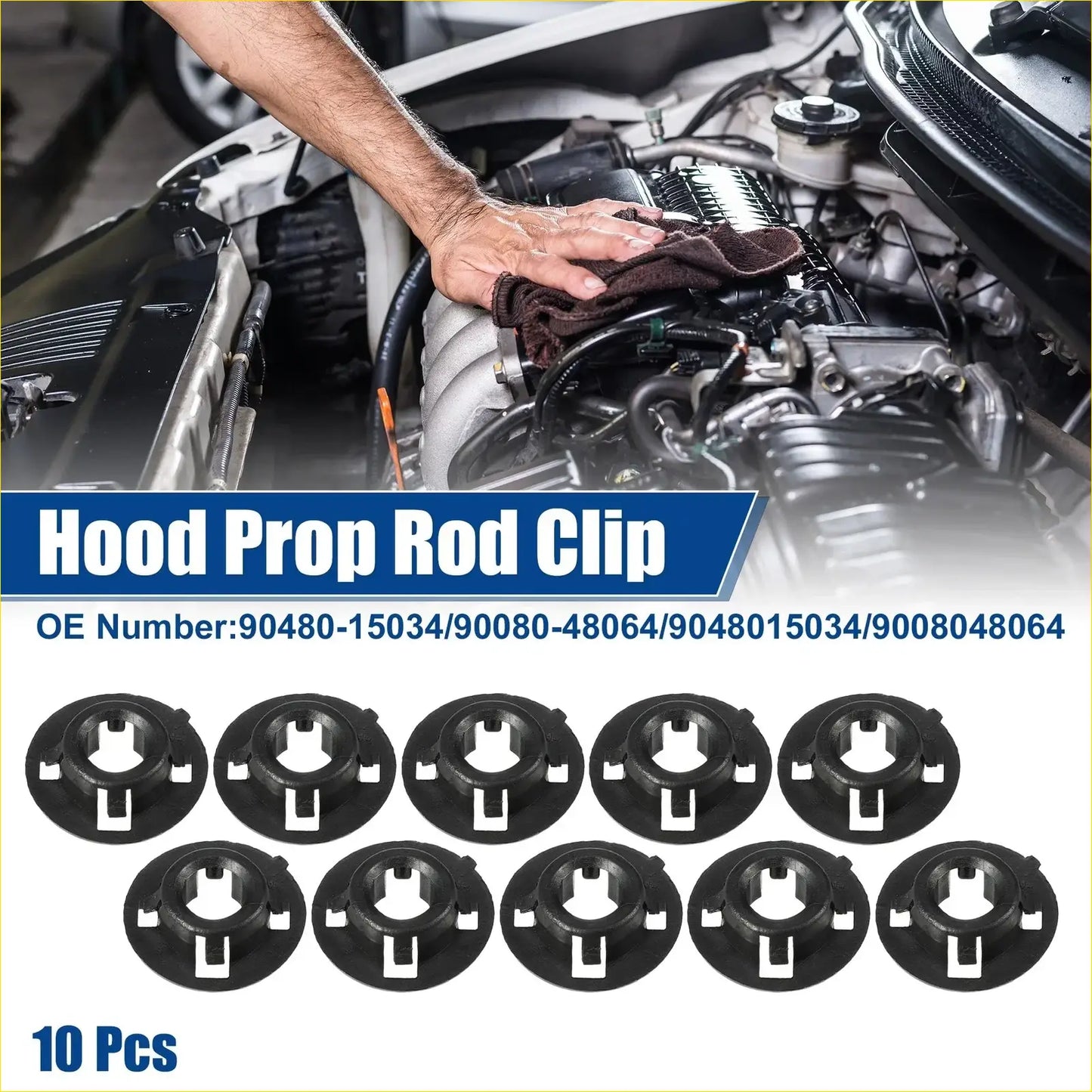10 x Bonnet Prop Rod Holder Clips for Toyota RAV4 (1996-2000) - Exterior