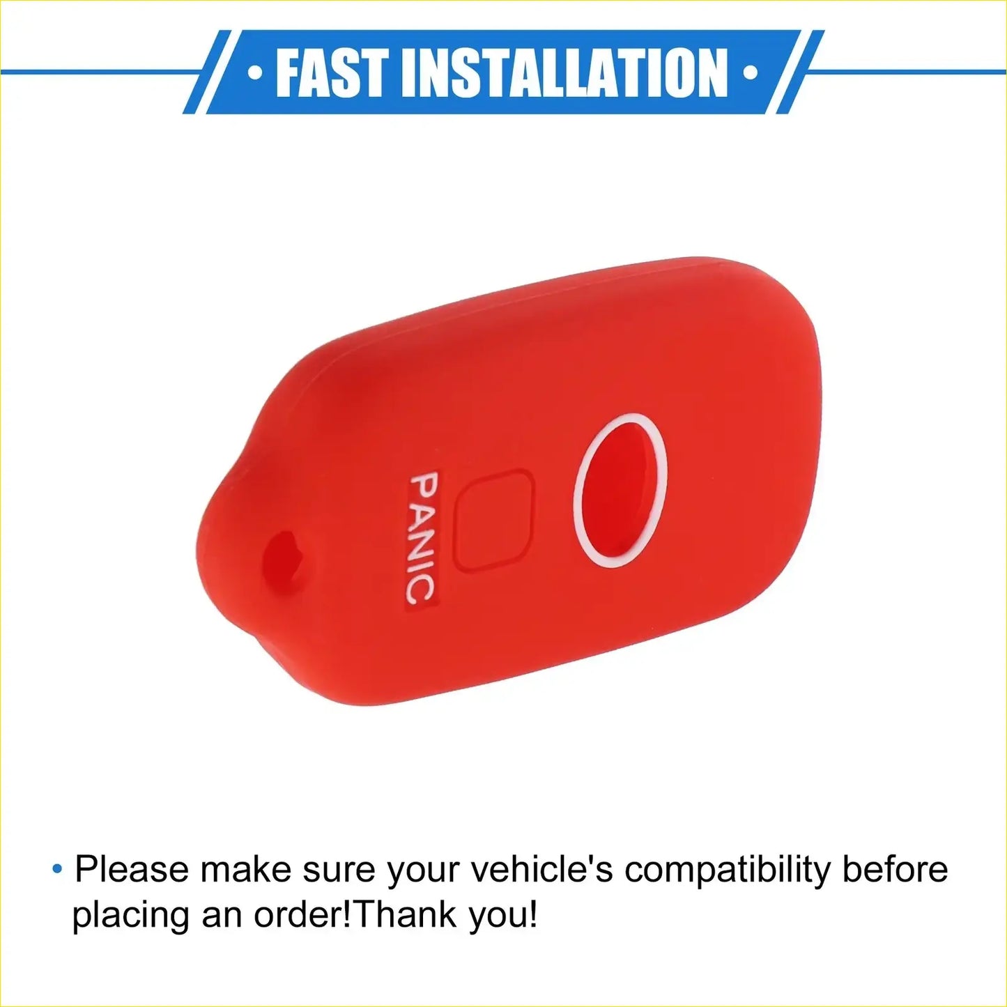 Red silicone key fob cover for toyota 4runner and sequoia with white panic button and circular cutout