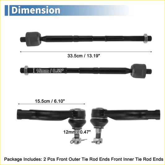 4pcs Front Inner Outer Tie Rod Ends for Toyota RAV4 & Scion TC - Steering