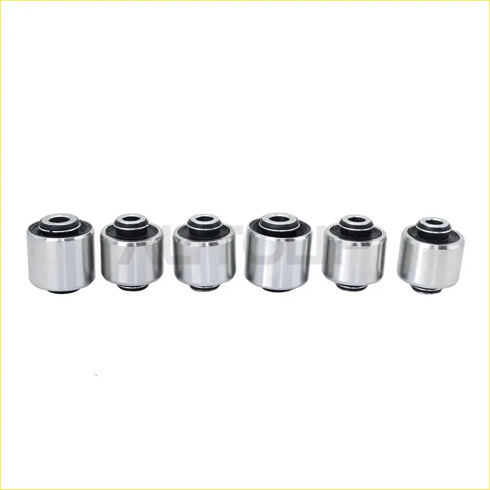 Set of six chrome metal suspension knuckle bushings with black rubber seals for jeep cherokee 2014 to 2018