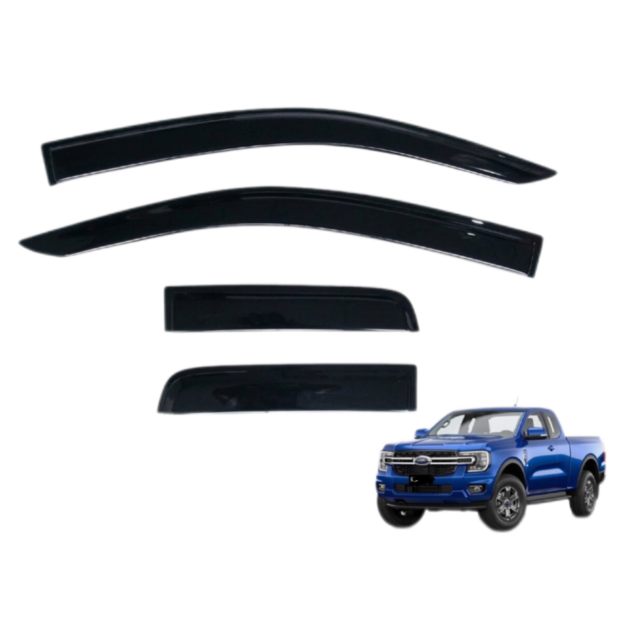 DOOR VISORS Ford Ranger PX1 PX2 PX3 2012-2021 Super Cab