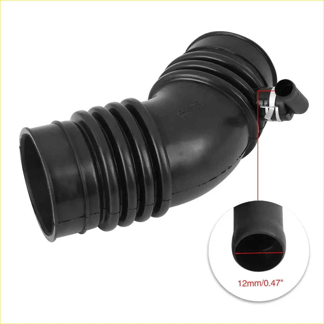 Black rubber air intake hose tube with ribbed texture and metal clamp for toyota 4runner v6 3.0l 1989-1995