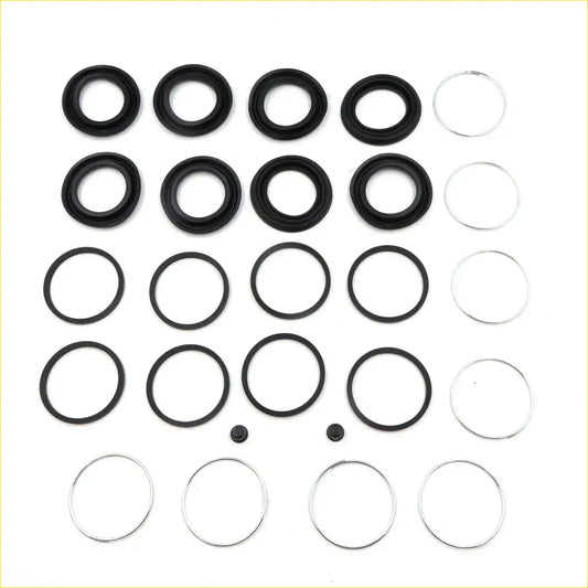 Set of black and silver rubber o-rings for brake caliper rex2 kit fit toyota hilux revo 4wd 2015-2023 arranged in rows