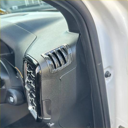 Black carbon fiber interior dashboard vent trim cover with sleek modern design for ford ranger 2022+