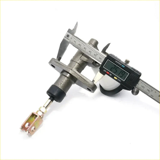 Gray metallic clutch master cylinder with black rubber boot and brass mount for toyota hilux ute 1979-1983