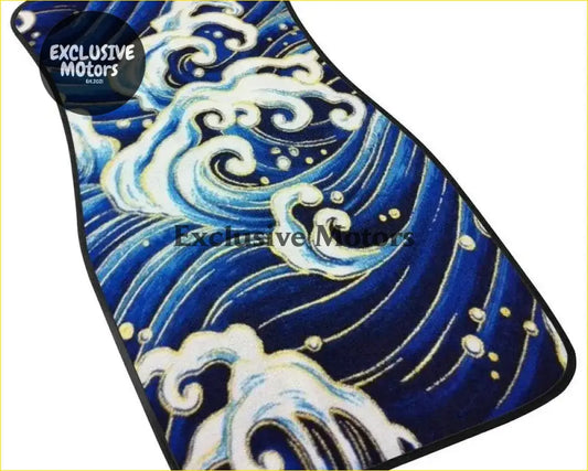 Custom Japanese Blue Waves Floor Mats - Interior Accessories