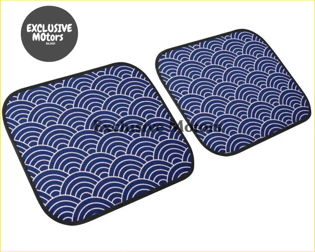 Custom Japanese Waves Floor Mats Blue - Interior Accessories