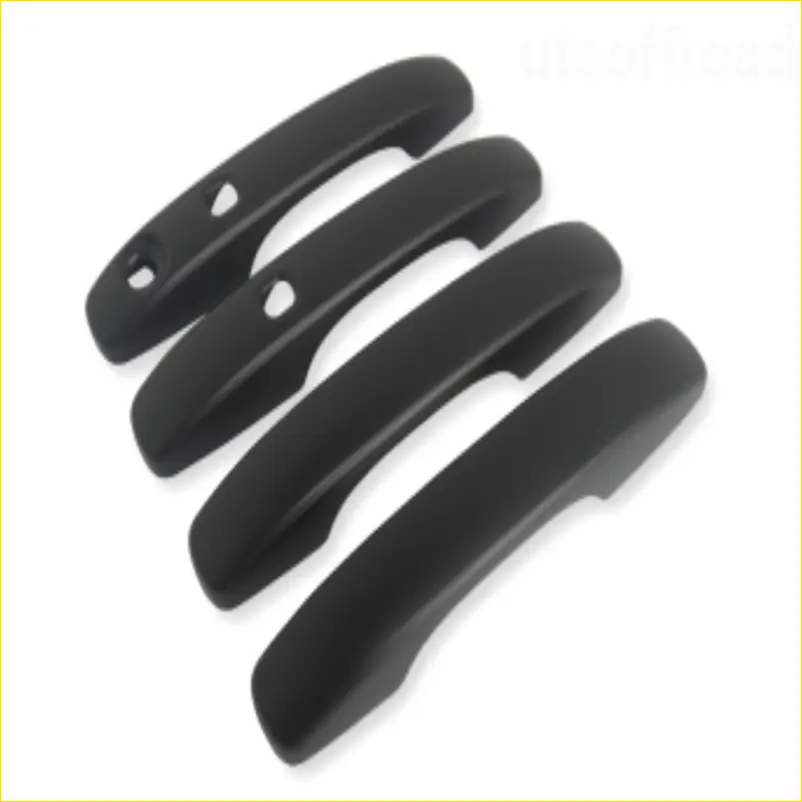 Black plastic matte door handle covers for ford ranger 2022 and newer shown from back side view