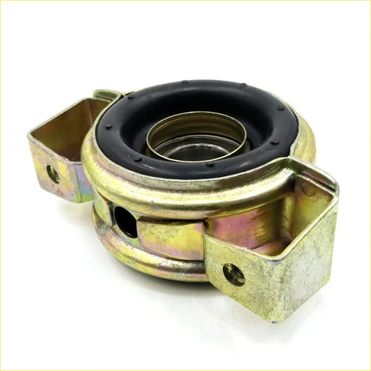 Yellowish metallic drive shaft center support bearing with black rubber bushing and square brackets for toyota hilux rn25 rn27