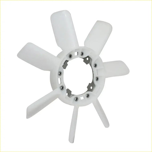 White plastic engine cooling fan blade with seven blades and metal fasteners for toyota hilux 1988-1997 models