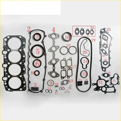 Black rubber gasket set with metallic parts for engine assembly for toyota landcruiser hilux 3.0 1kz te