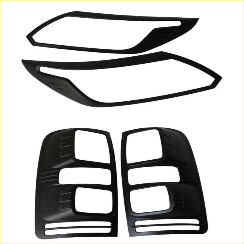 Black plastic matte headlight and taillight covers for holden colorado 2016-2020 with sleek contours and textured detailing