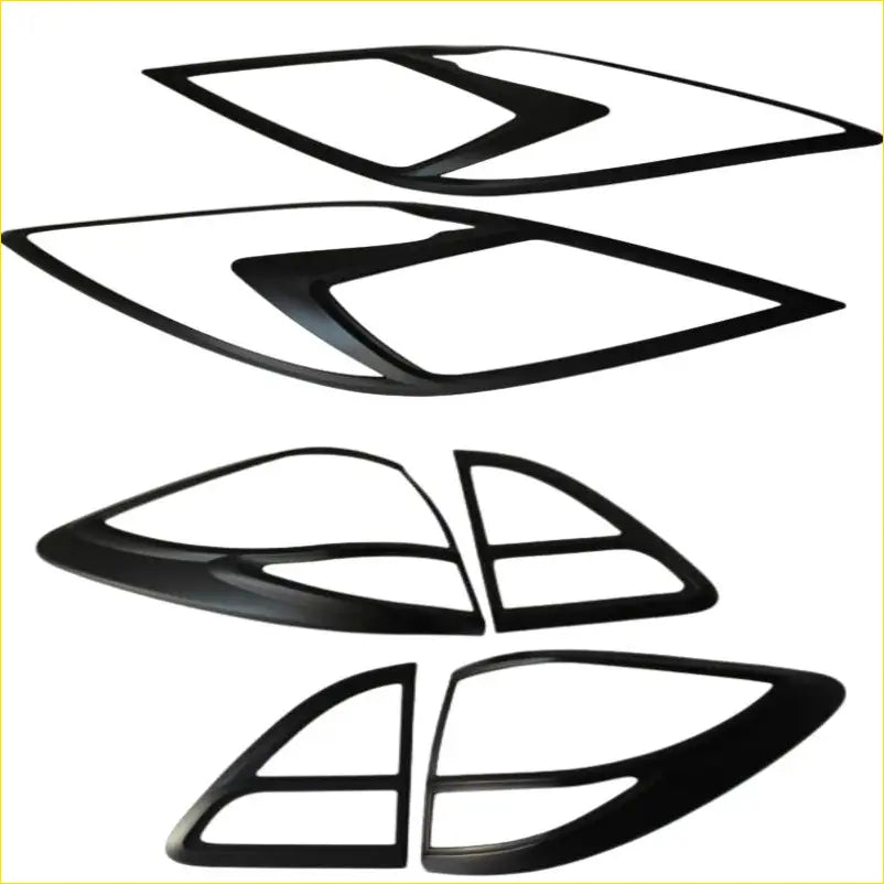 Black matte-finish plastic headlight and fog light trim pieces for mazda bt-50 2012-2020 headlight covers