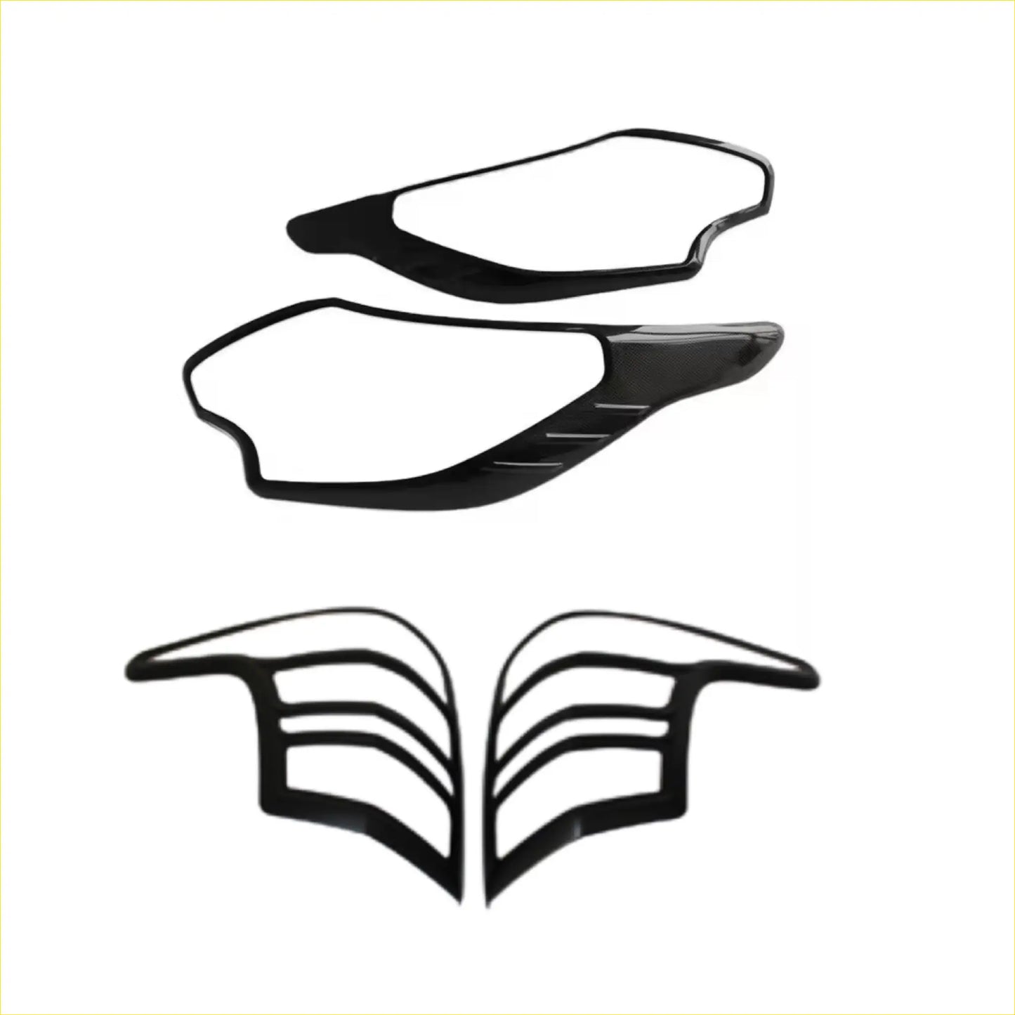 Black glossy plastic headlight trim covers with a sleek aerodynamic design for mitsubishi triton 2015-2018