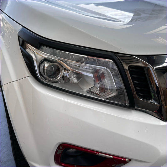 Headlight covers for nissan navara np300 2015-2020 sl 2021+ with sleek clear lenses chrome accents matte black finish