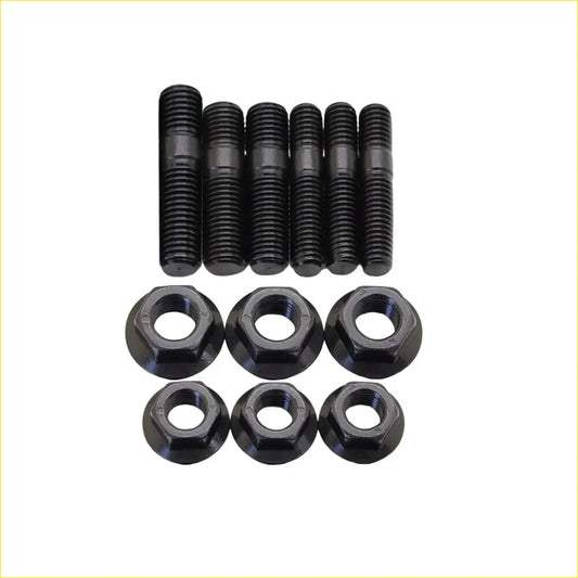 Set of black coated steel high tensile turbo studs and matching hex nuts for ford ranger 2.2l 2015 onwards