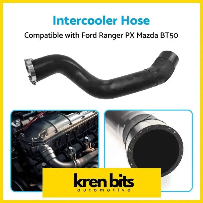 Black rubber intercooler cold side hose with metal clamps for ford ranger px and mazda bt50 vehicles