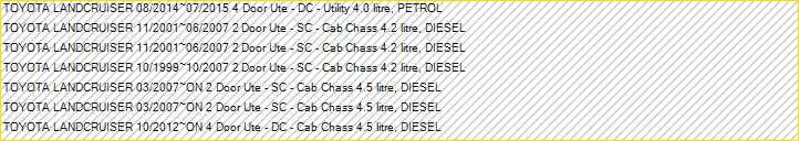 Yellow-bordered text listing toyota landcruiser 79 series models and specs on the back of lift junkie 2 inch suspension lift kit packaging