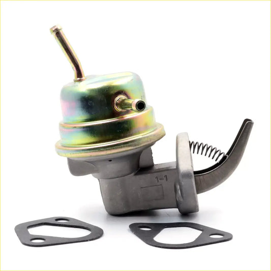 Mechanical fuel pump for toyota hilux 1979-1983 with metallic shiny iridescent finish and visible spring mechanism