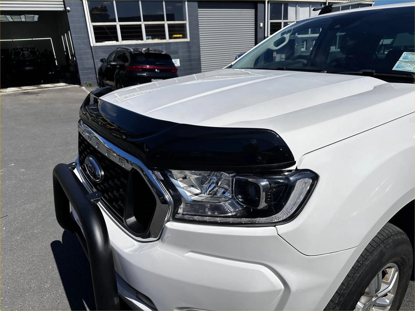 Black glossy plastic front bumper guard monsoon and bonnet guard aftermarket style for white ford ranger px2 px3
