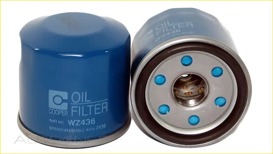 Blue cooper wz436 oil filter with metallic base and blue dots for 1.6L nissan juke st 2012-2020