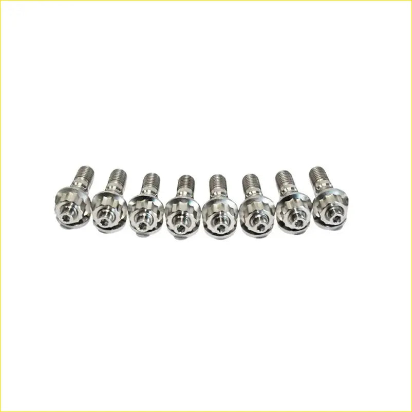 Set of eight chrome alloy wheel bolts with hex heads for permaseal exhaust manifold titanium stud kit nissan