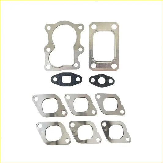 Set of metallic silver exhaust manifold and turbo gaskets in various shapes for nissan patrol gu permaseal kit