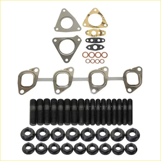 Black coated engine head bolt kit with matching black nuts and metallic gaskets for nissan patrol turbo and exhaust manifold installation