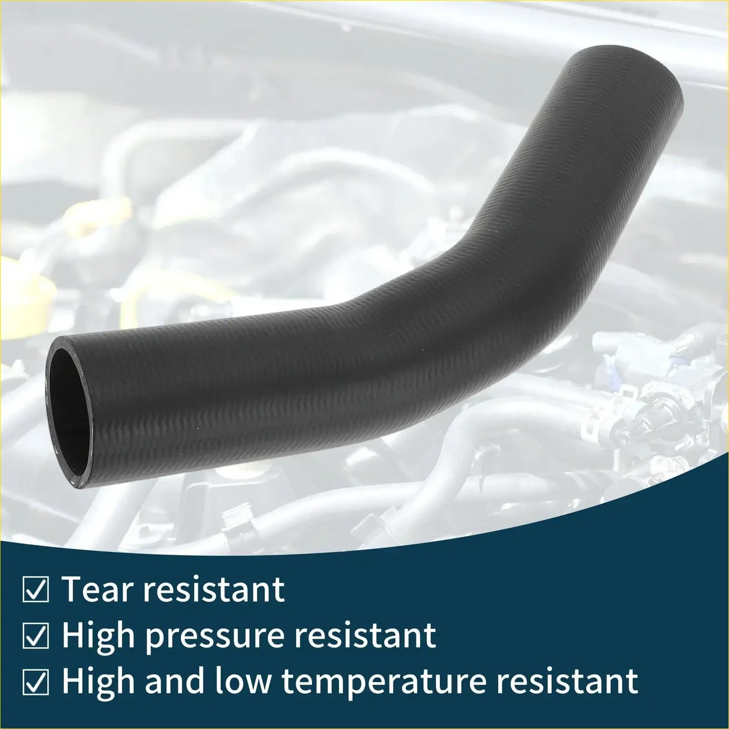 Black rubber radiator hose with ribbed texture and angled bend for toyota crown 3.0l royal saloon 2005