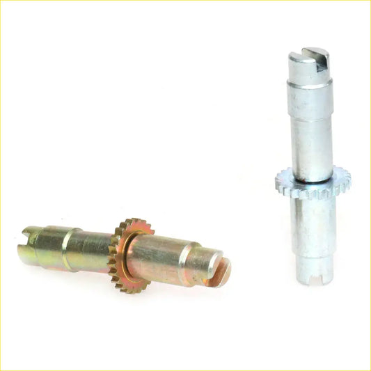 Silver and brass-colored metal rear drum brake shoes adjuster with serrated gear sections for toyota hilux 1978-1988