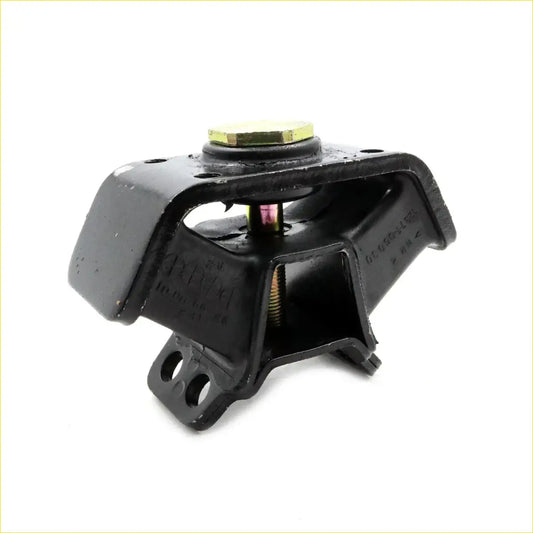 Rear engine mount for toyota hilux 1979-1983 black rubber with brass-colored hex bolt and threaded rod shown from back side