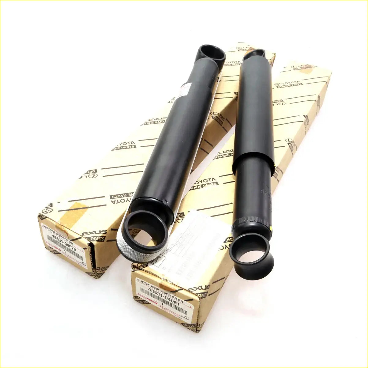 Black rear shock absorbers for Toyota Hilux double cab 2001-2004 in original packaging