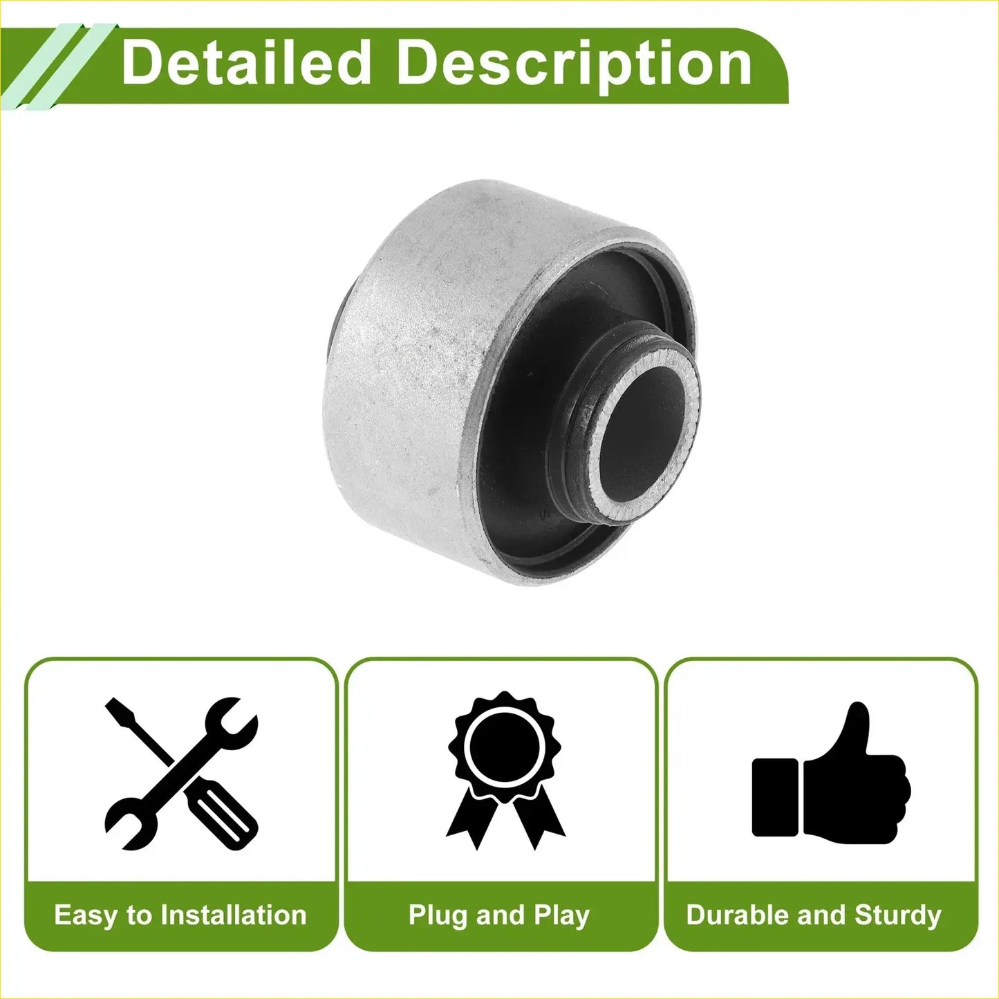 Silver metal rear track control arm bushing with black rubber interior for toyota nadia 1998-2003
