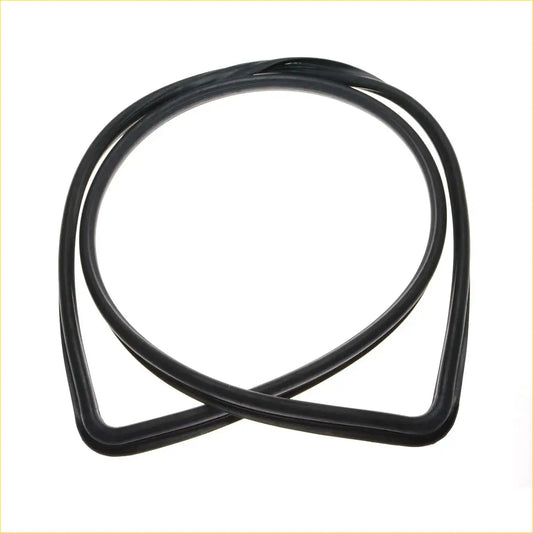 Black rubber rear windshield weatherstrip seal for Toyota Hilux 1979-1983 shown from the back side