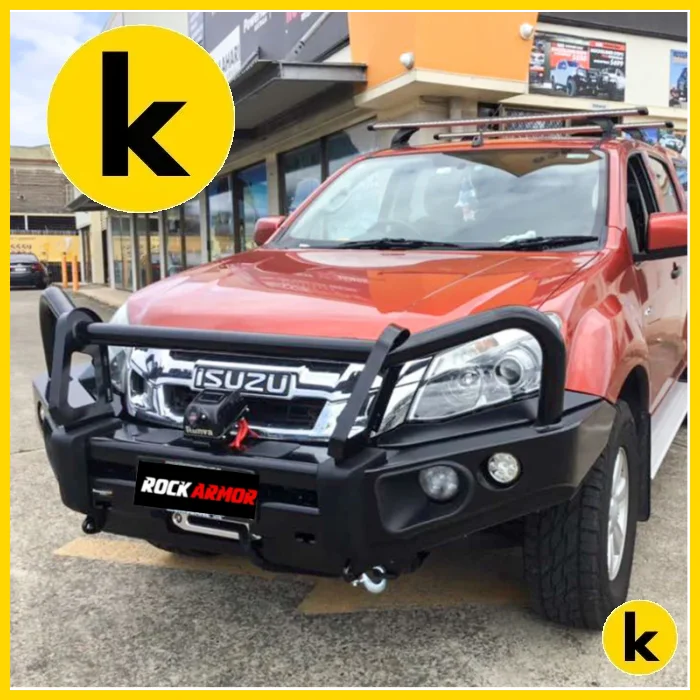 Rockarmor Elite Steel Bullbar To Suit Isuzu Dmax 2012-2020 (Bar Replacement Eyebrows) Winch Bar