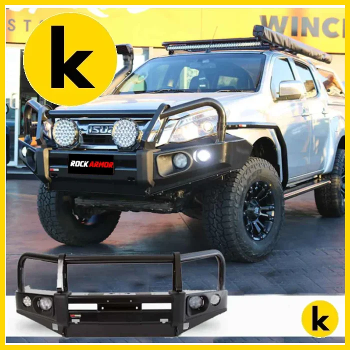 Rockarmor Elite Steel Bullbar To Suit Isuzu Dmax 2012-2020 (Bar Replacement Eyebrows) Winch Bar