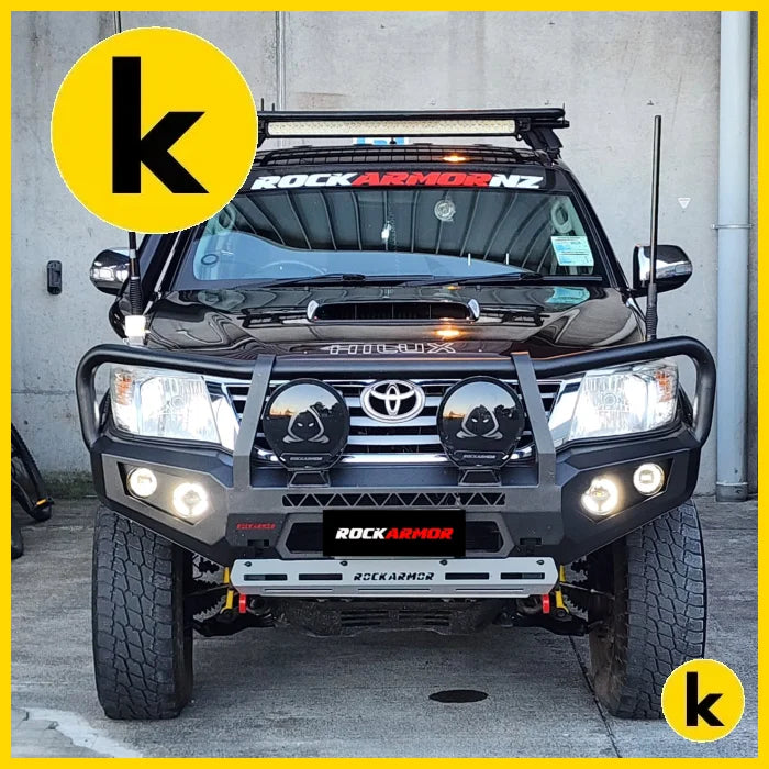 Rockarmor Gt Hoop Steel Bullbar Combo - Toyota Hilux N70 2012-15 Winch Bar Combo