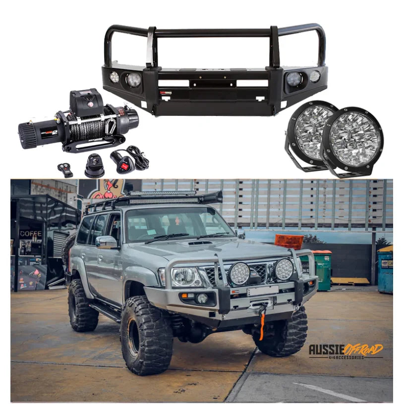 Rockarmor Premium Bullbar Frontal Combo To Suit Nissan Patrol Gu4 - Winch Bar