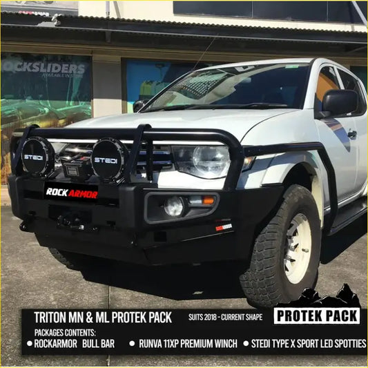 Rockarmor Premium Steel Bullbar To Suit Mitsubishi Triton Challanger - Winch Bar