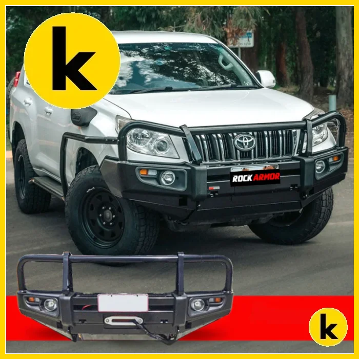 Rockarmor Premium Steel Bullbar To Suit Toyota Prado Fj150 2009-2013 (Bumper Cut) Winch Bar