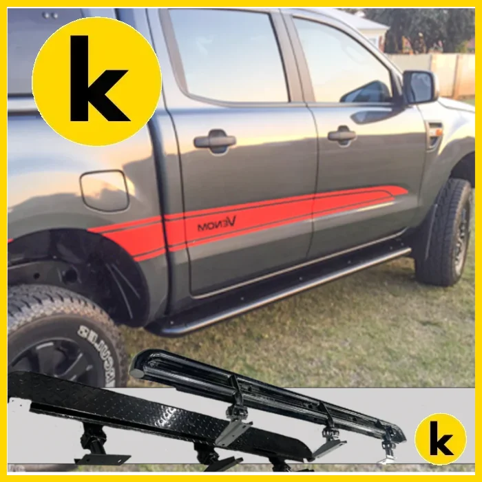 Rockarmor Steel Rockslider Side Steps To Suit Ford Ranger Px1,2,3 Dual Cab/Extra Cab 2012-2022 Side Steps
