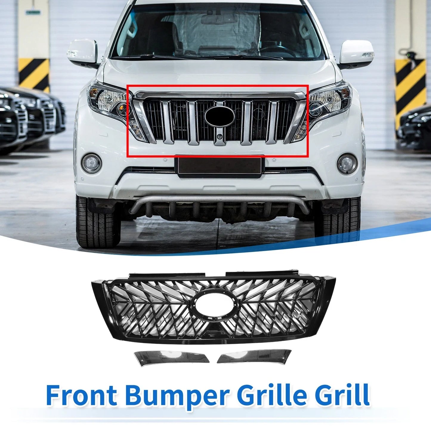 Front Upper Bumper Grille for Toyota Land Cruiser Prado FJ150 (2014-2017)