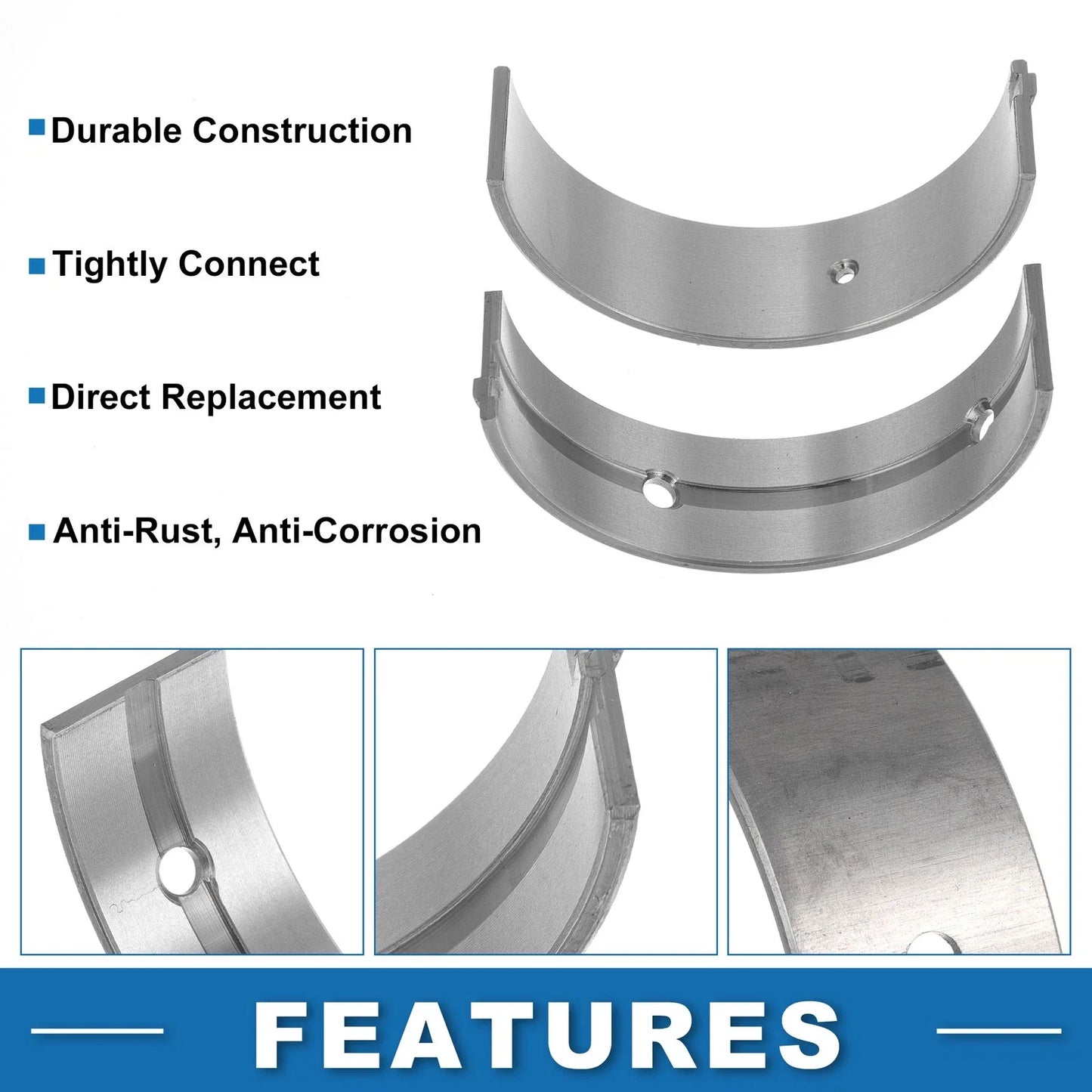 Main Bearing Set for Toyota Land Cruiser 2002-2010 - 2 x Silver Tone