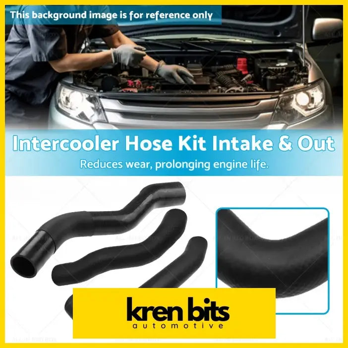 Black rubber intercooler hoses kit for mitsubishi triton mn 10-15 td 25l shown from the back side