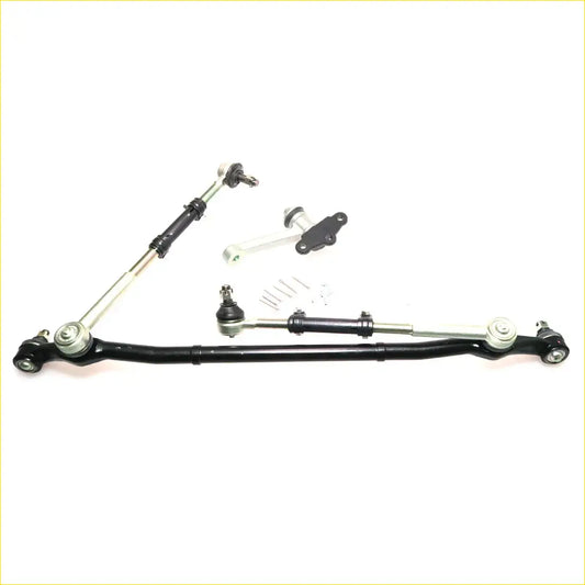 Black and silver metal tie rod end idler arm steering link kit for toyota hilux ln40 rn30 shown from back side