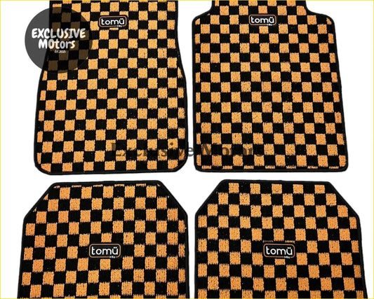 Tomu Orange Checker Floor Mats - Interior Accessories