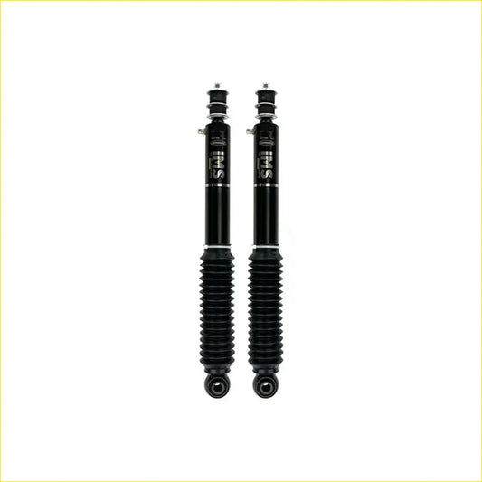 Black shock absorbers with ribbed lower section and silver dobinsons branding for toyota hilux n80 3 inch lift kit