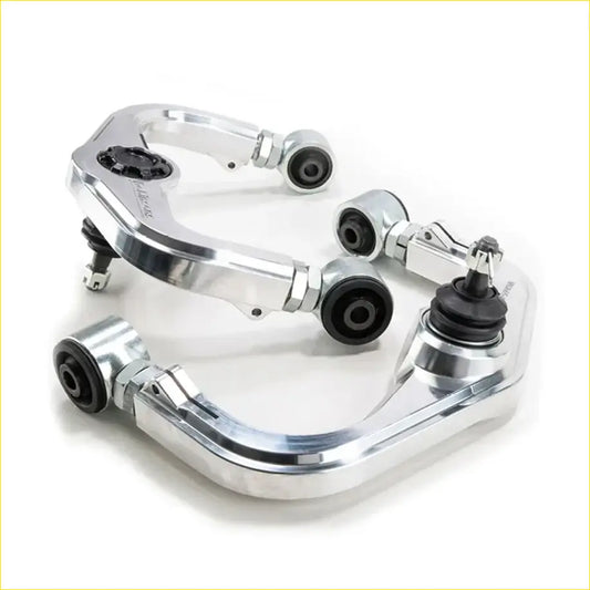 Shiny chrome aluminum control arms with black rubber bushings and bolts for toyota hilux n80 2015+ dobinsons lift