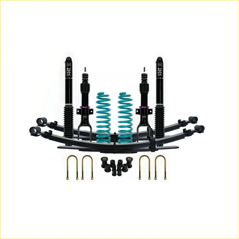Black and teal coilover suspension kit with black shocks and control arms for volkswagen amarok tdi400 tdi420 2010 2022